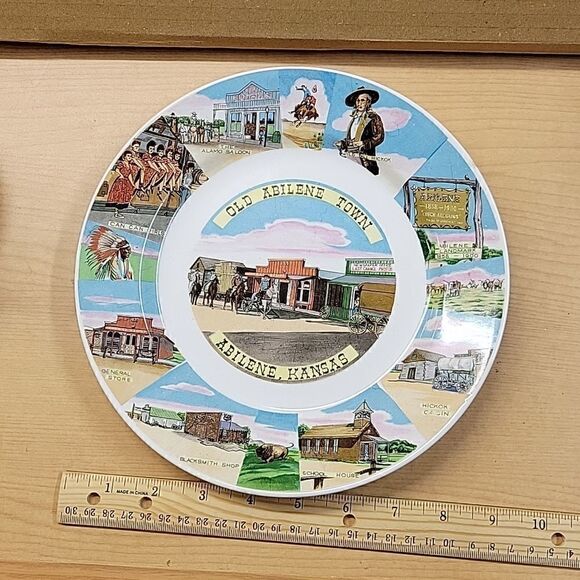 Kansas souvenirs Abilene plate, Dodge City cup and saucer , Collectible spoon - Picture 2 of 11